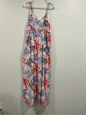 LOFT Pink multi fish Maxi Dress